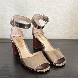 Metallic Block Heel Sandals